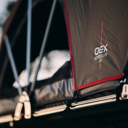 OEX Vertex Lite 130 Roof Tent with Integrated Foam Mattress & Foldaway Ladder, 2 Man, Darkened Bedroom, Panoramic Windows, High Compatibility, Car, Vehicle, Camping & Travelling, 6000mm HH, Grey